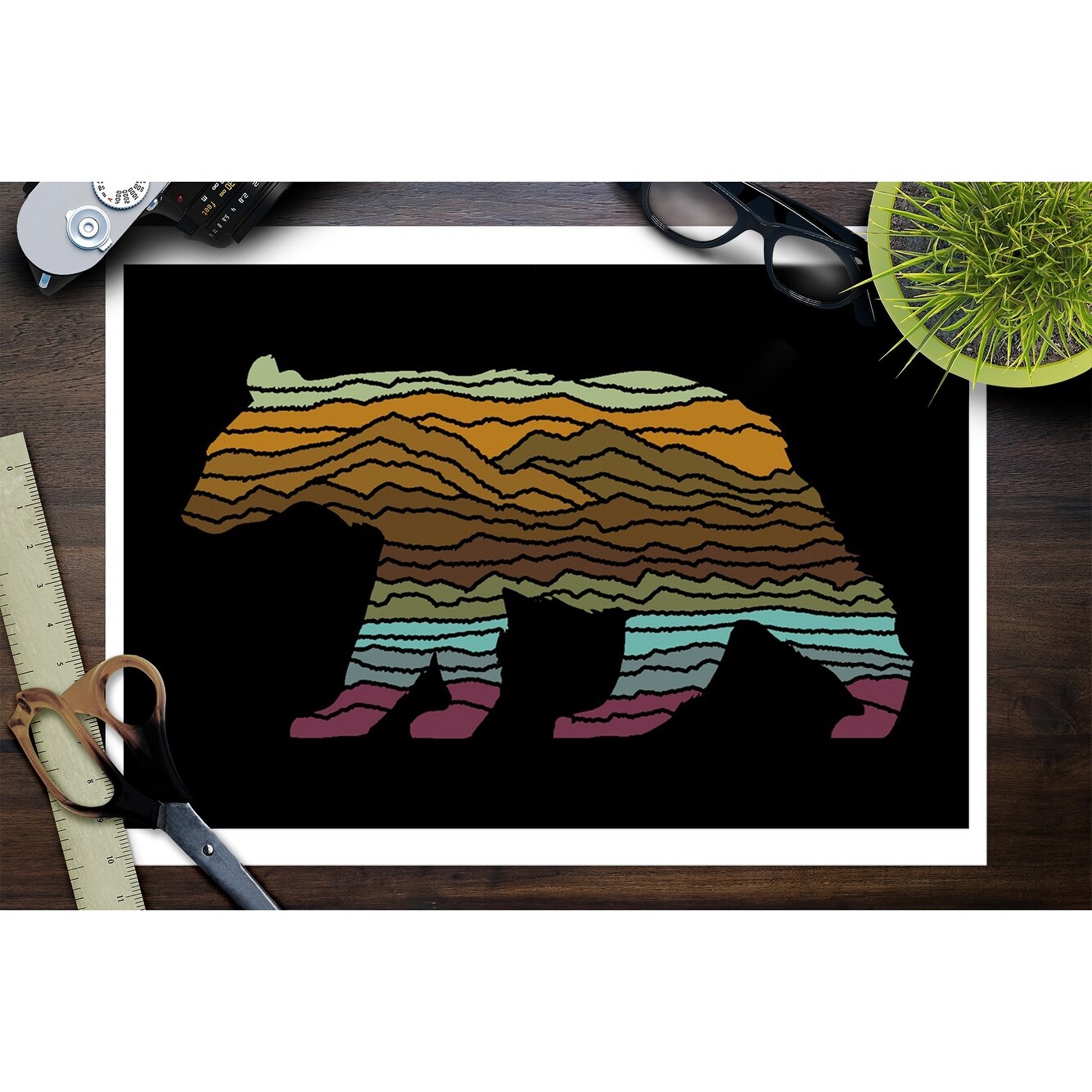 Shop Black Bear Abstract Mountain Scene Lantern Press Artwork