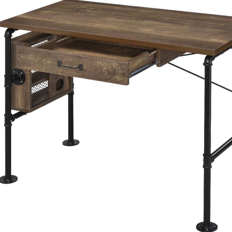 39” Rectangular Wood Writing Desk with Drawer and 3-Tier Shelf Small Modern Table for Bedroom or Living Room