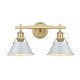 preview thumbnail 2 of 0, Yep by Golden Lighting Orwell 2-light Vanity in Brushed Champagne Brass and Dusky Blue shade - Gold