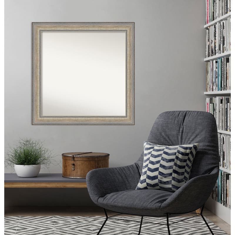 Fleur Silver Non-Beveled Wood Framed Wall Mirror - Fleur Champagne Silver