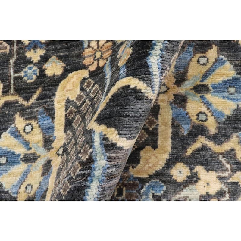 Southwestern Heriz Ziegler Brenna Grey Blue Hand-Knotted Rug - 3'10'' x 5'10''