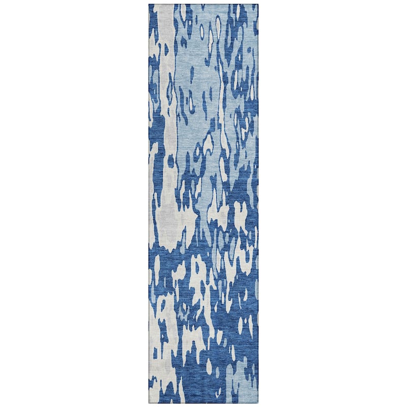 Machine Washable Indoor/ Outdoor Abstract Contemporary Chantille Rug