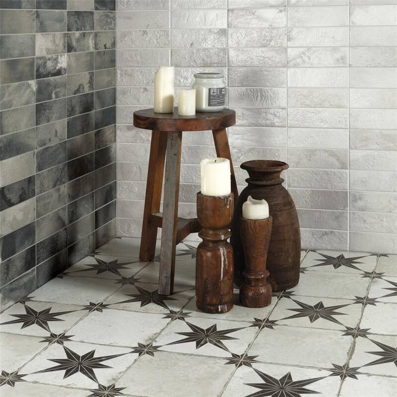 Merola Tile Kings Star Ara Nero 17-5/8" x 17-5/8" Ceramic Floor and Wall Tile