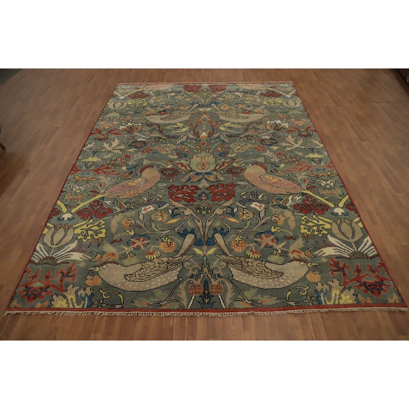 Hand Knotted Oriental 100% Wool Carpet Traditional All-Over Green Ziegler Area Rug - 13' 10'' X 10' 1''
