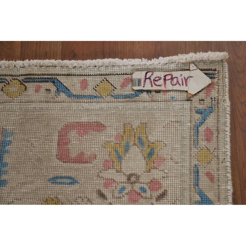 Gray Geometric Tabriz Persian Area Rug Handmade Wool Carpet - 9'8"x 13'1"