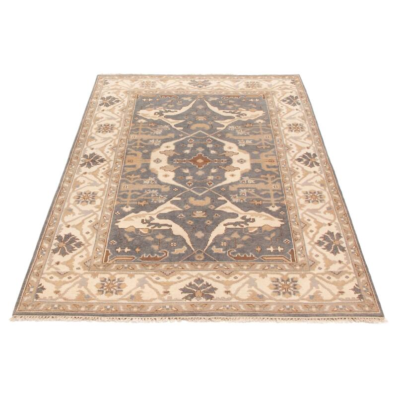 ECARPETGALLERY Hand-knotted Royal Oushak Dark Grey Wool Rug - 6'1 x 9'0