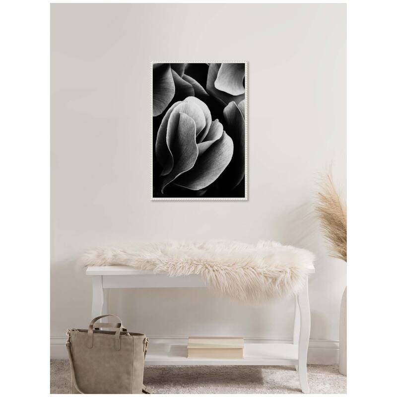 Kate and Laurel Sylvie Black and White Flower Petals Framed Canvas by Emiko and Mark Franzen of F2Images