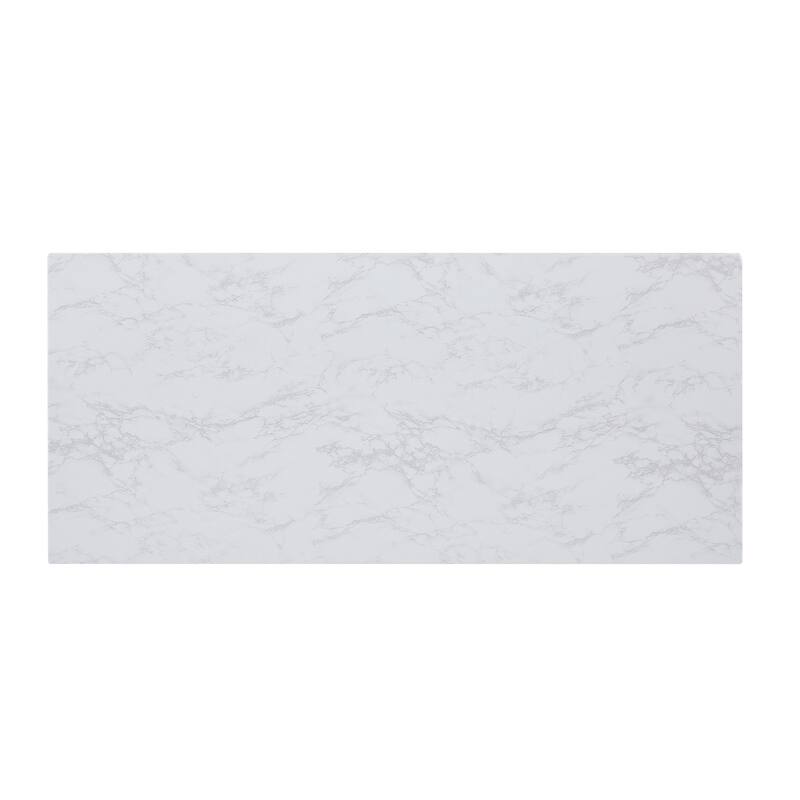 Christopher Knight Home - Modern Rectangular Dining Table with Faux Marble Tabletop & X-Shaped Foraged Metal Base - 70.87"L