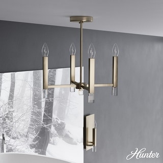 Hunter Sunjai 4-Light Pendant - Entry, Bedroom, Kitchen - Candle, Geometric, Glam, Contemporary