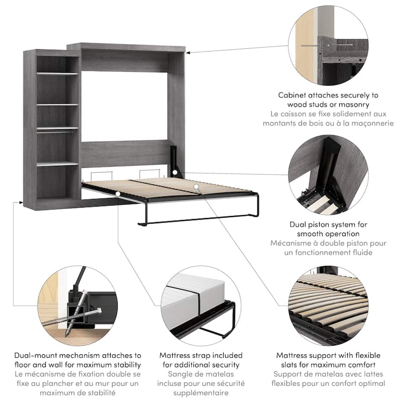 Nebula Queen Murphy Bed with Closet Organizer (90W) by Bestar