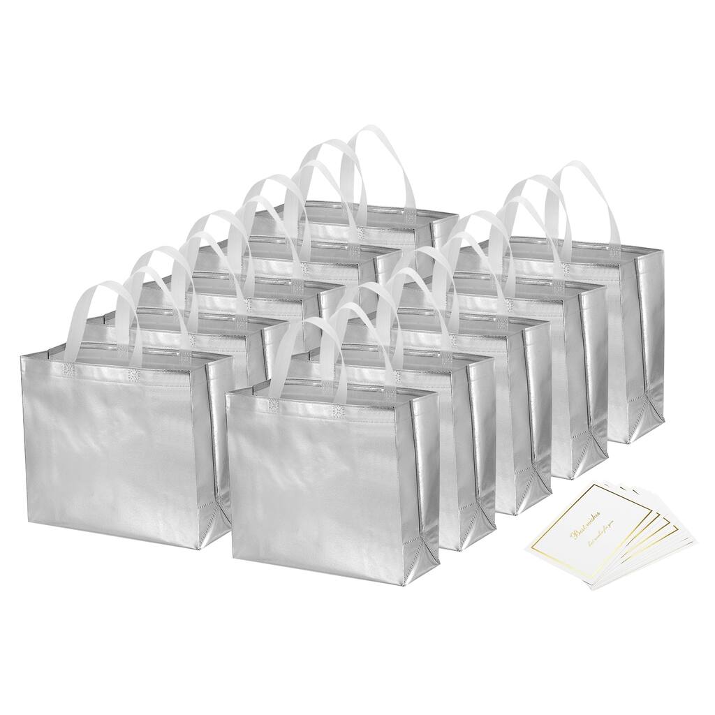 Gift Bags with Cards, 12Set 13" Reusable Non-Woven Gift Goodie Bags