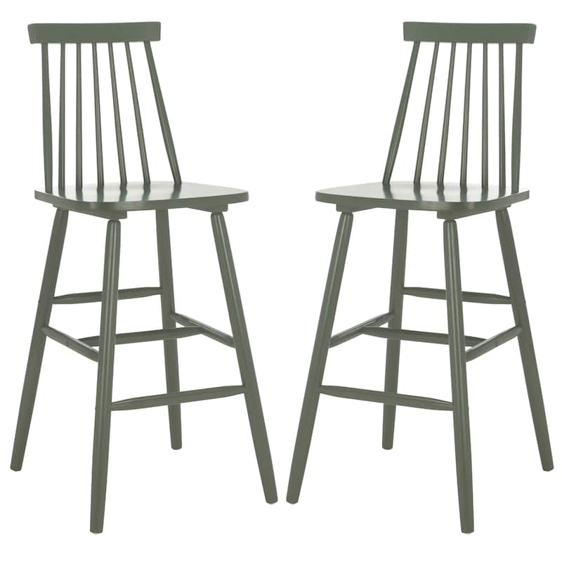 SAFAVIEH Zillah 24-inch Spindle Farmhouse Counter Stool (Set of 2) - 17.7" x 20.5" x 39.1" - 18"W x 21"D x 39"H - Dusty Green