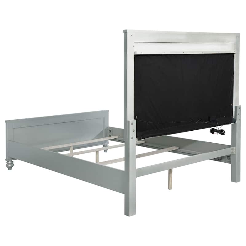 Gunnison Bedroom Set with LED Lighting Silver Metallic