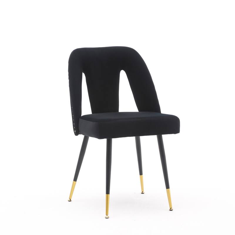 Velvet Upholstered Dining Chair with Nailheads