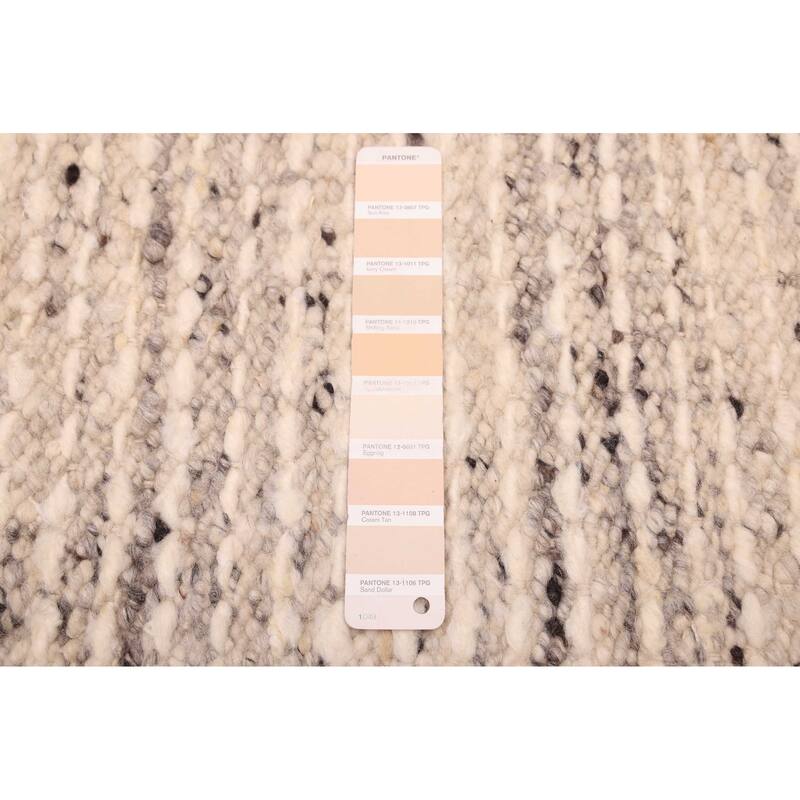 ECARPETGALLERY Hand Woven Looma Ivory Wool Rug - 7'10 x 9'10