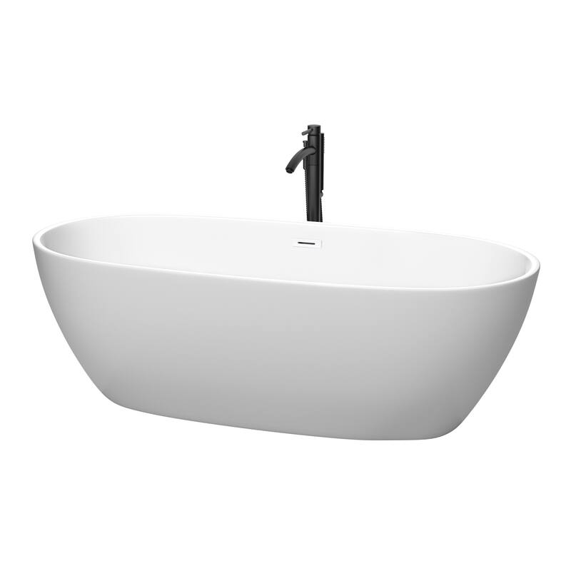 Wyndham Collection Juno 71-Inch Matte White Freestanding Tub w/ Faucet