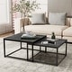preview thumbnail 15 of 14, Square Sintered Stone top Nesting Coffee Table (Set of 2) - 27.5" x 18.9" Black