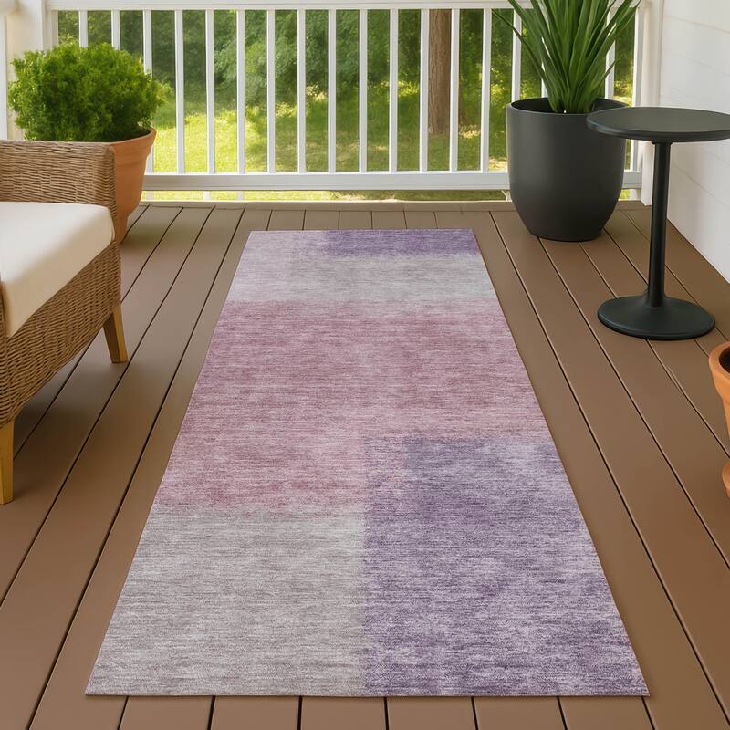 Machine Washable Indoor/ Outdoor Solid Contemporary Chantille Rug - Blush - 2'3" x 7'6"