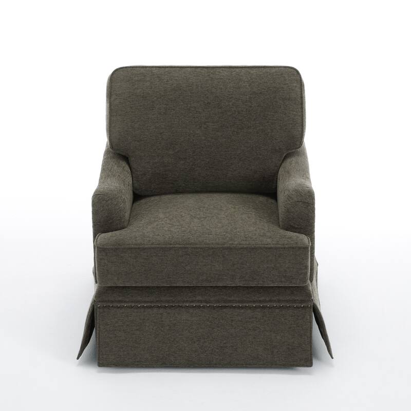Skirted Swivel Accent Nailhead Barrel Chair