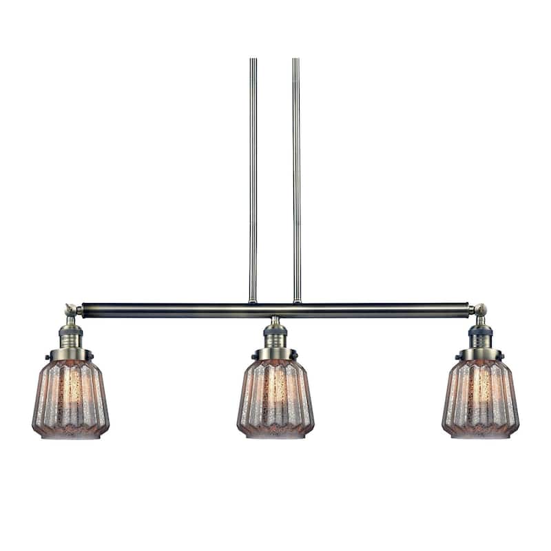 Innovations Lighting Chatham 3 Light 39" Wide Linear Chandelier - Antique Brass / Mercury Plated
