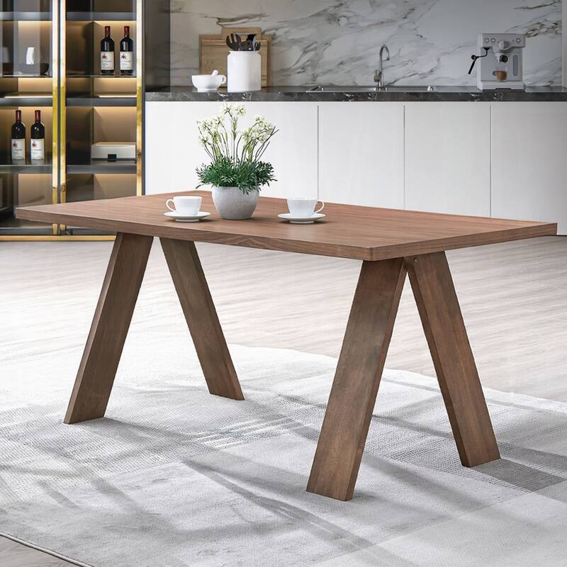 Rectangular Wooden Dining Table in Walnut Finish