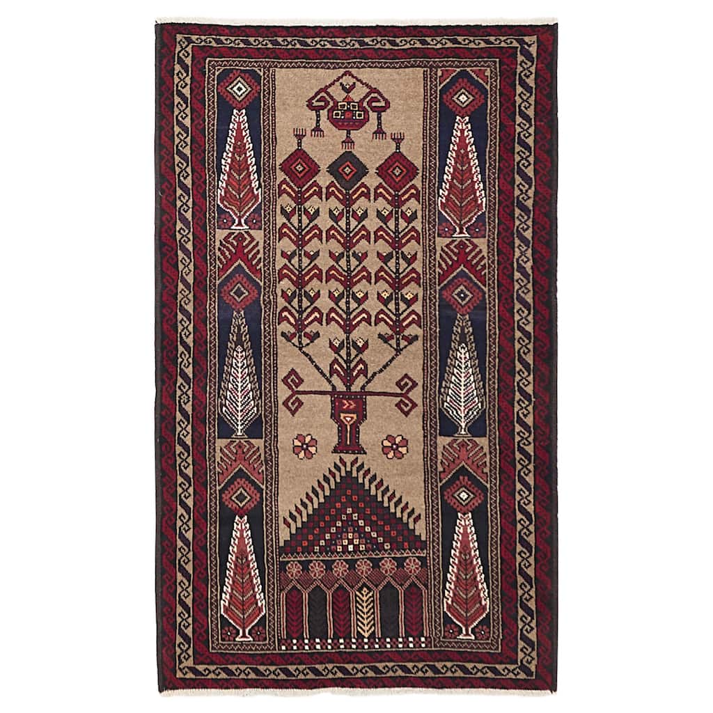 ECARPETGALLERY Hand-knotted Baluch Tan Wool Rug - 3'8 x 6'1