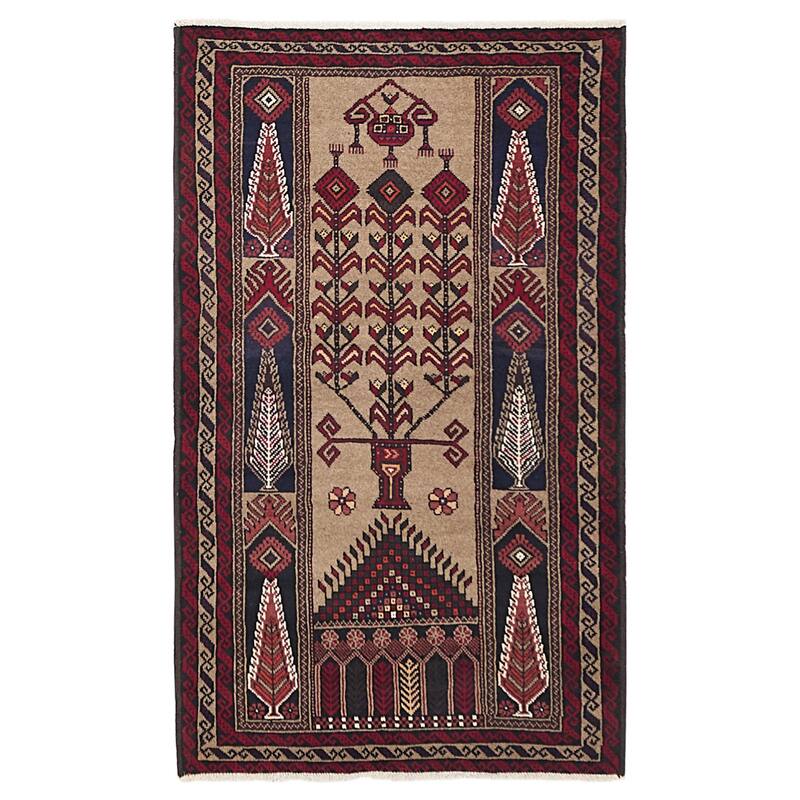 ECARPETGALLERY Hand-knotted Baluch Tan Wool Rug - 3'8 x 6'1