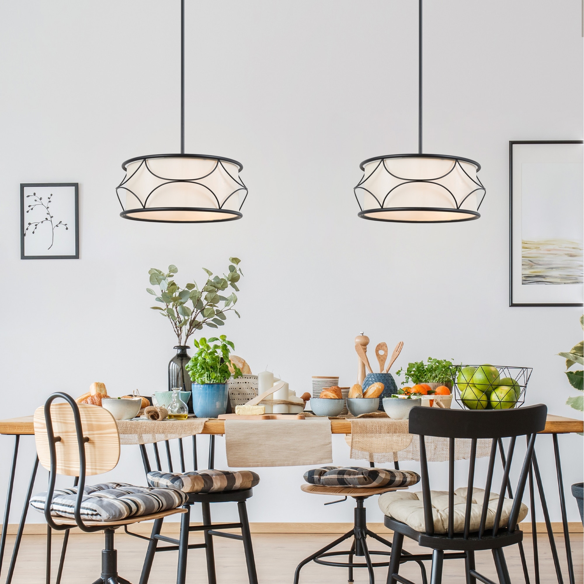 Fabric drum sale chandelier