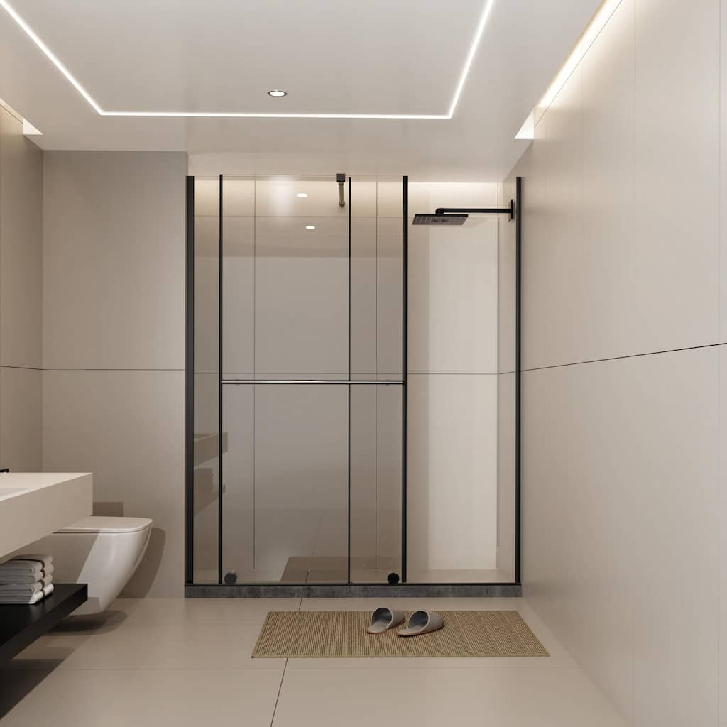 30-60" W x 72" H Sliding Shower Door, 1/4" Thick Glass with Stainless Steel Handle for Walk-in Shower