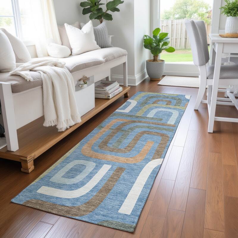 Machine Washable Indoor/ Outdoor Modern Penner Chantille Rug