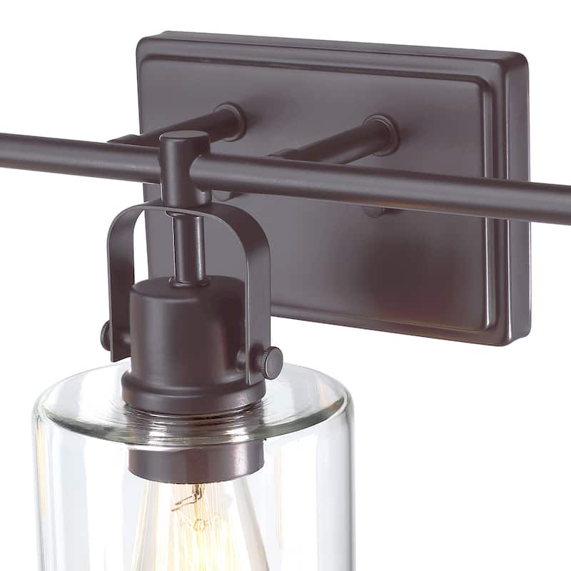 3-Light Bathroom Vanity Light with Cylinder Clear Glass Shades