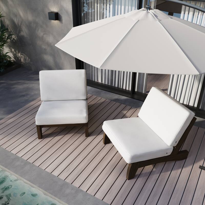 Sectional Wood Furniture 2 Seat Armless Patio Sofa