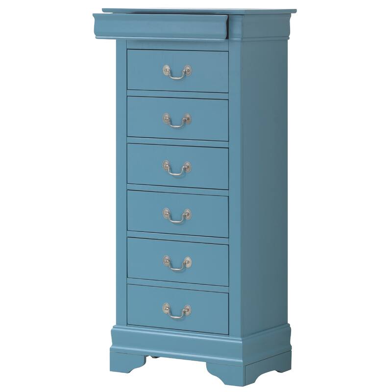 7-Drawer Wooden Bedroom Chest - 51" - Blue
