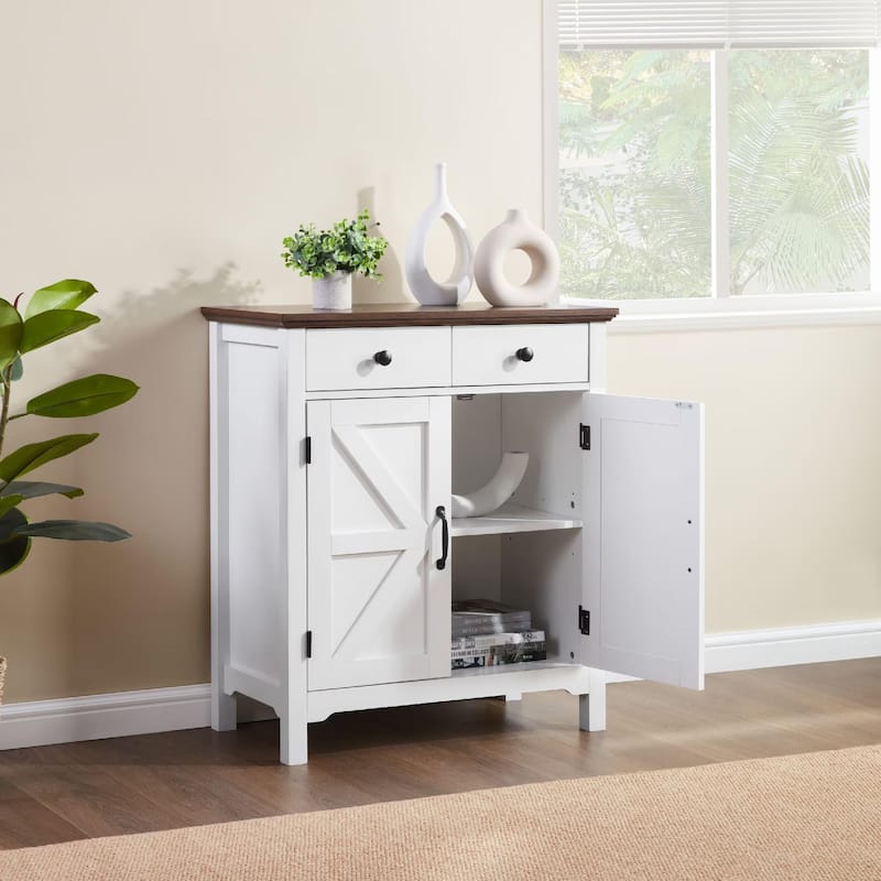 Homy Casa Herringbone Accent Cabinet, Adjustable Shelf, Living Sideboard