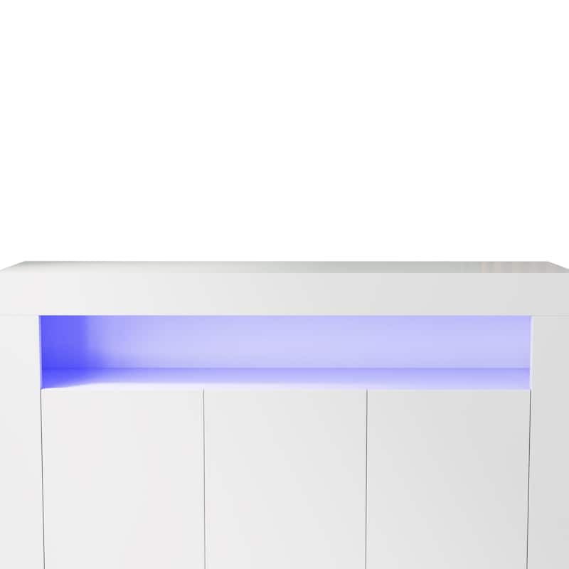 Living Room Sideboard Storage Cabinet with LED Light,with 3 Doors