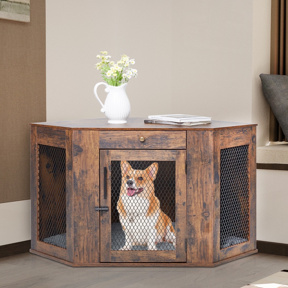 Corner Dog End Table Crate Corner Dog Crate End Table With Storage