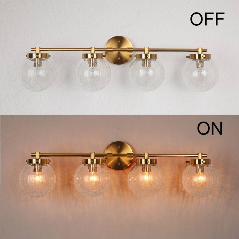 Bela Modern 4-Light Gold Bathroom Vanity Light Frosted Glass Wall Sconce
