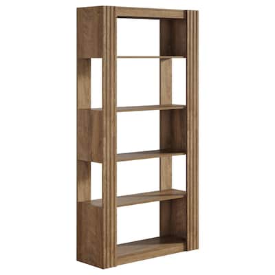 5-Tier Open Bookshelf, Wood Storage Shelves, Rustic Brown