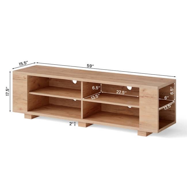 59" Console Storage Entertainment Media Wood TV Stand - 59" x 15.5" x 17.5" (L x W x H)