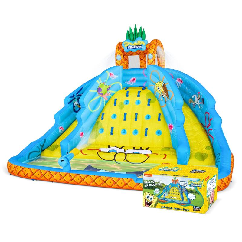 Sunny & Fun SpongeBob Ultra Climber Inflatable Water Slide with Climbing Wall, Two Slides & More! - One Size