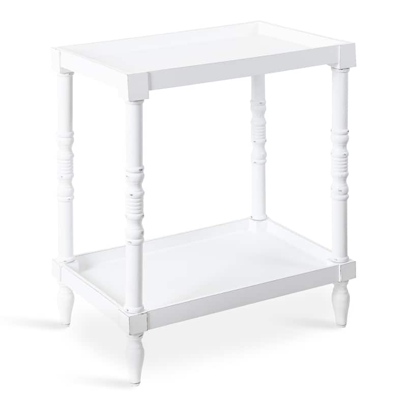 Kate and Laurel Bellport Wood Side Table with Shelf - White - 22x14x26