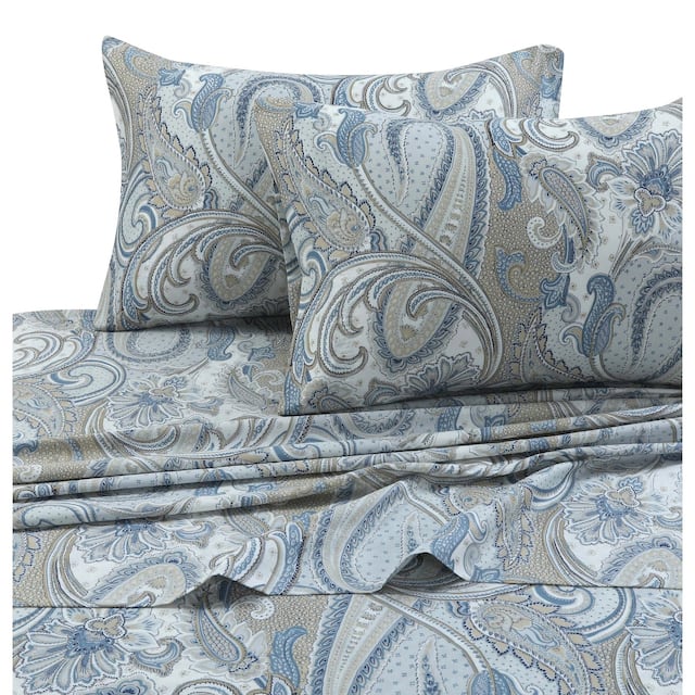 300 Thread Count Cotton Ultra-soft Printed Deep Pocket Bed Sheet Set - Twin - paisley park multi