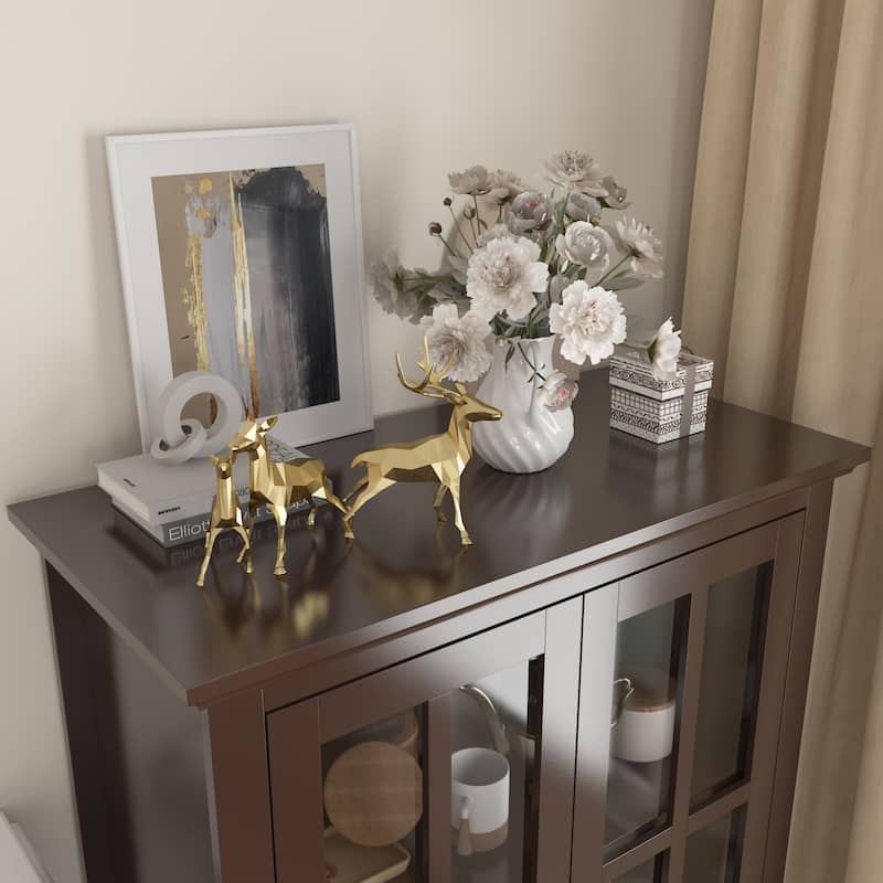 Kerrogee 55.1"H Bookcase Display Cabinet China Cabinet Glass Door
