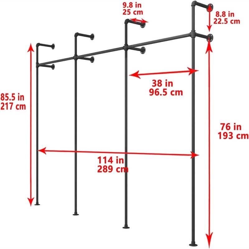 Industrial Pipe Clothing Rack On Wall