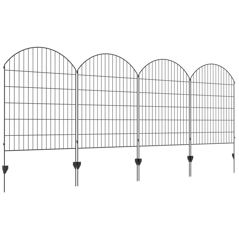 Garden Fence 4 Pack Steel Fence Panels Rust-Resistant Animal Barrier Decorative Border Flower Edging - 1