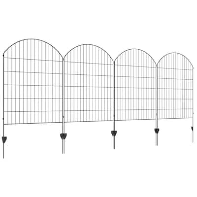 Garden Fence 4 Pack Steel Fence Panels Rust-Resistant Animal Barrier Decorative Border Flower Edging