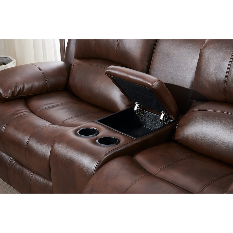 Betsy Furniture 3 Piece Bonded Leather Reclining Living Room Set, Sofa, Loveseat and Glider Chair