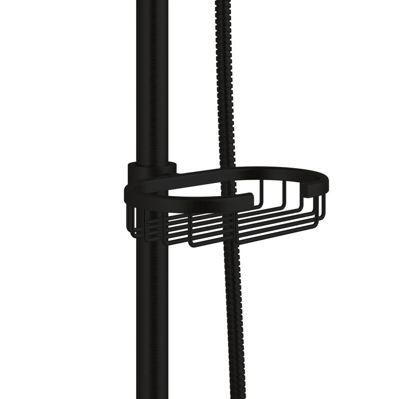 Kauai III 8-in Rain Showerhead Shower System with Slide Bar and Integrated Soap Dish Matte Black 1.8 GPM