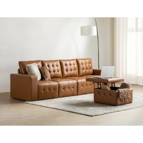Nina 111" Multi-functional Modular Sofa Set with Tufted Seats by HULALA HOME