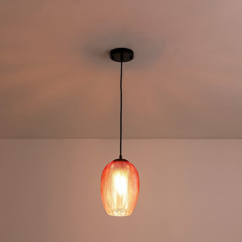 1/3-Light Modern Black Cylinder Colored Textured Gradient Glass Pendant Light for Kitchen Island or Stairway